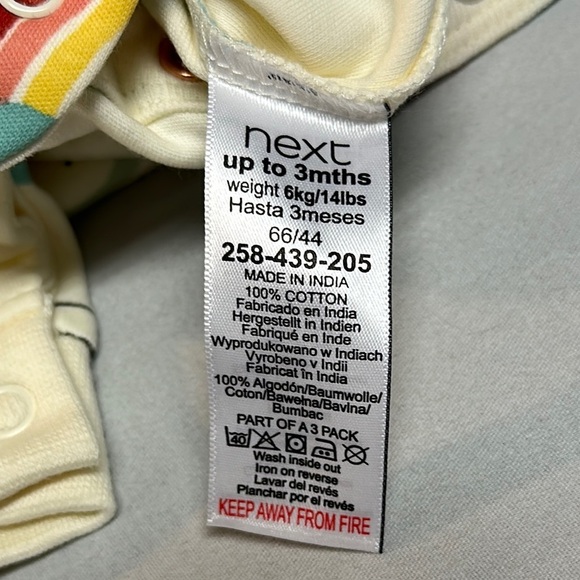 Next - NWOT - Cream and Red Footies with Whimsical Rainbow Design - Picture 3 of 4